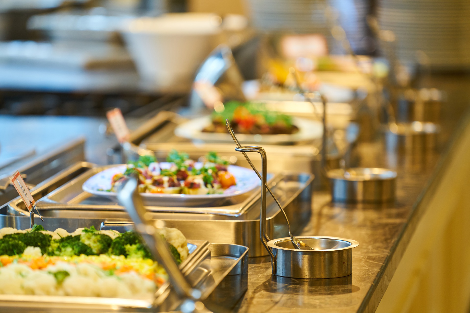 Food being served buffet style